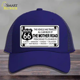 Route 66 The Mother Road Novelty License Plate Hat Mesh / Royal Blue