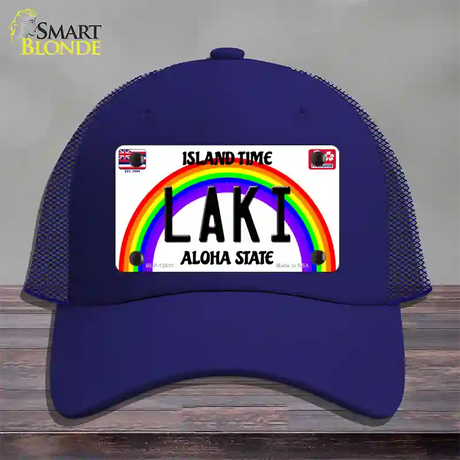 Laki Hawaii Novelty License Plate Hat Mesh / Royal Blue