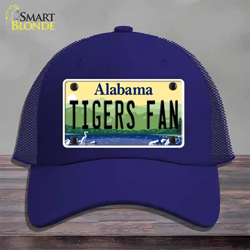 Tigers Fan Novelty License Plate Hat Mesh / Royal Blue