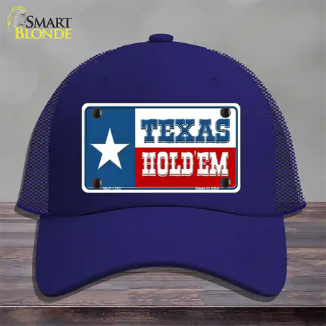 Texas Hold Em Novelty License Plate Hat Mesh / Royal Blue