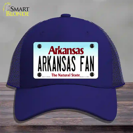 Arkansas Fan Novelty License Plate Hat Mesh / Royal Blue