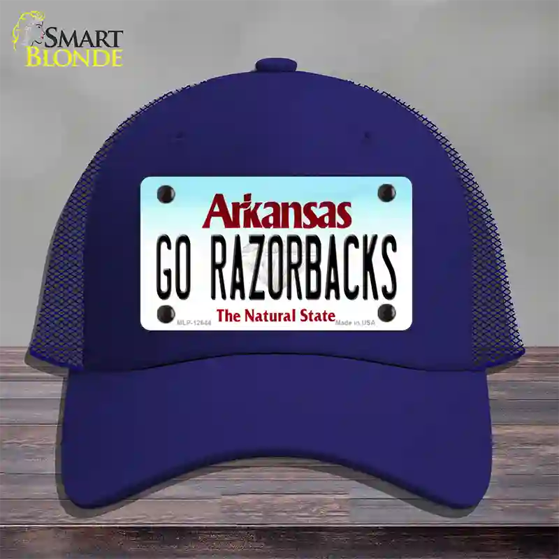 Go Razorbacks Novelty License Plate Hat Mesh / Royal Blue