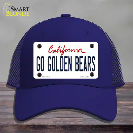 Go Golden Bears Novelty License Plate Hat Mesh / Royal Blue