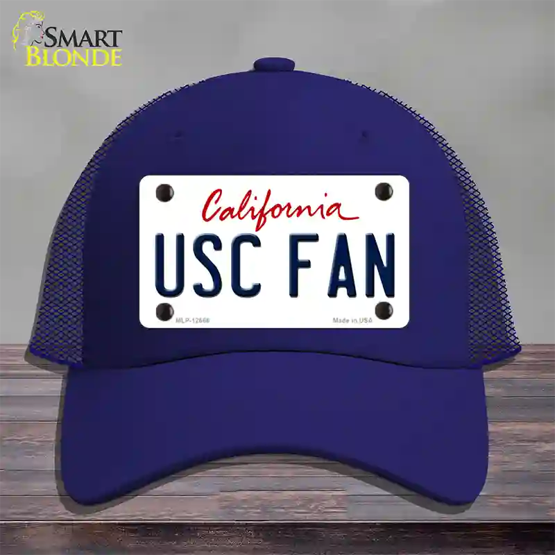 USC Fan Novelty License Plate Hat Mesh / Royal Blue