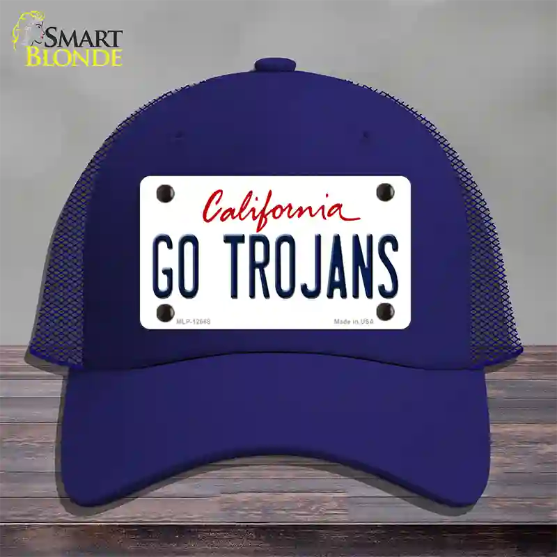 Go Trojans Novelty License Plate Hat Mesh / Royal Blue