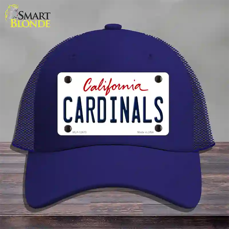 Cardinals Novelty License Plate Hat Mesh / Royal Blue