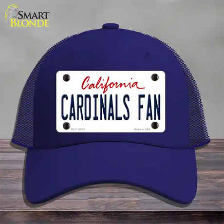 Cardinals Fan Novelty License Plate Hat Mesh / Royal Blue