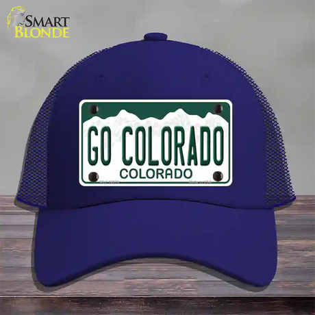 Go Colorado Novelty License Plate Hat Mesh / Royal Blue