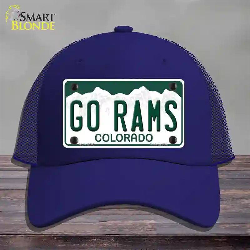 Go Rams Novelty License Plate Hat Mesh / Royal Blue