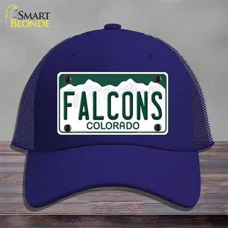 Falcons Novelty License Plate Hat Mesh / Royal Blue