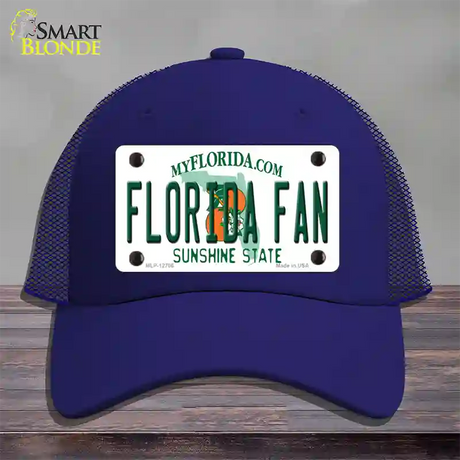 Florida Fan Novelty License Plate Hat Mesh / Royal Blue