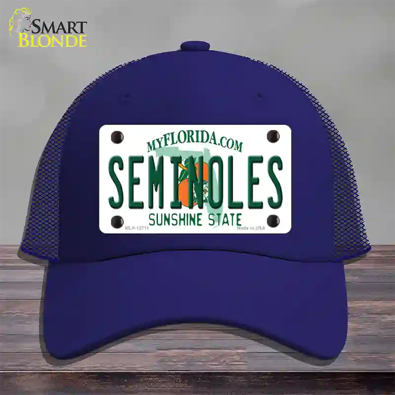 Seminoles Novelty License Plate Hat Mesh / Royal Blue