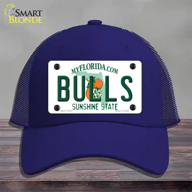 Bulls Novelty License Plate Hat Mesh / Royal Blue