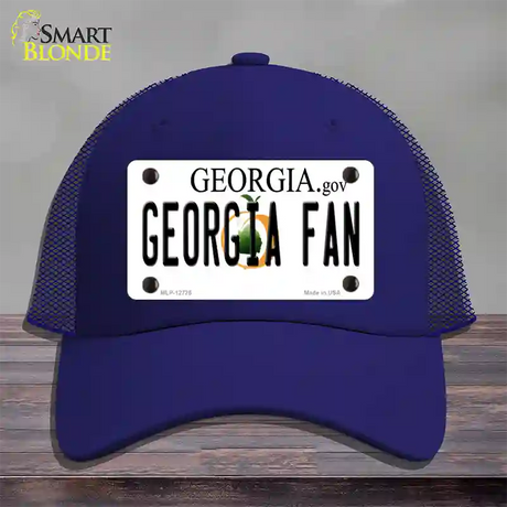 Georgia Fan Novelty License Plate Hat Mesh / Royal Blue