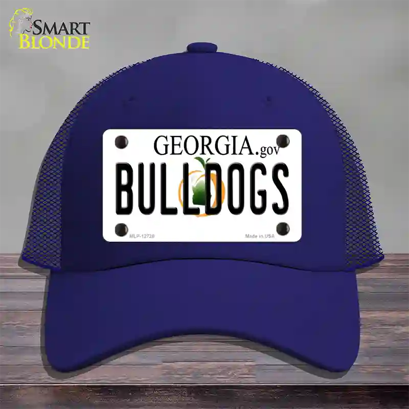 Bulldogs Georgia Peach Novelty License Plate Hat Mesh / Royal Blue