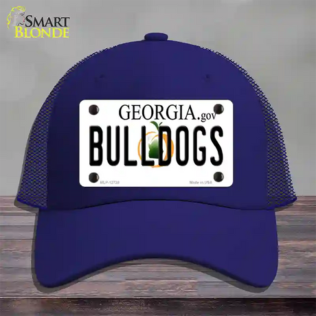 Bulldogs Georgia Peach Novelty License Plate Hat Mesh / Royal Blue