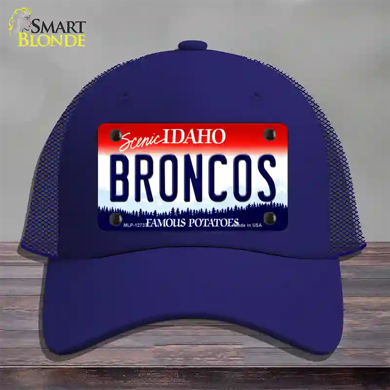 Broncos Novelty License Plate Hat Mesh / Royal Blue