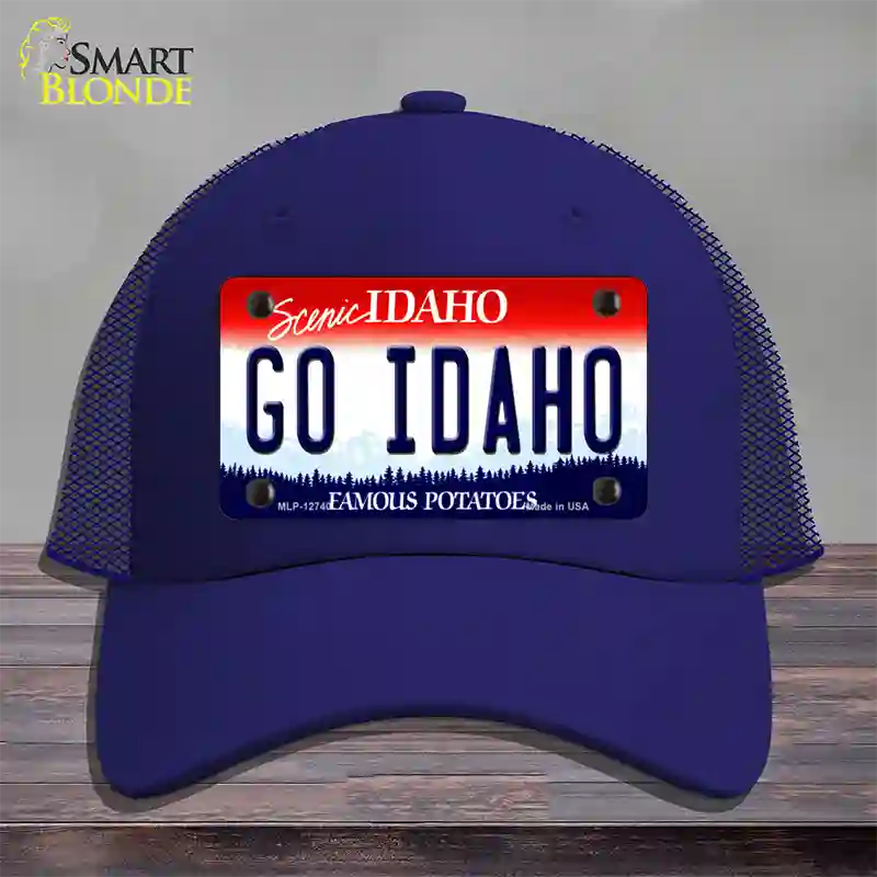 Go Idaho Novelty License Plate Hat Mesh / Royal Blue