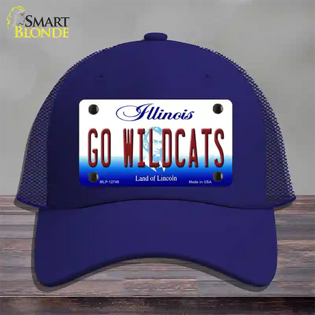 Go Wildcats Illinois Novelty License Plate Hat Mesh / Royal Blue