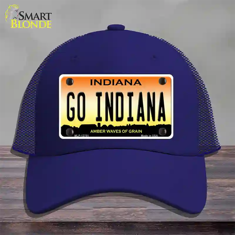 Go Indiana Novelty License Plate Hat Tag Mesh / Royal Blue