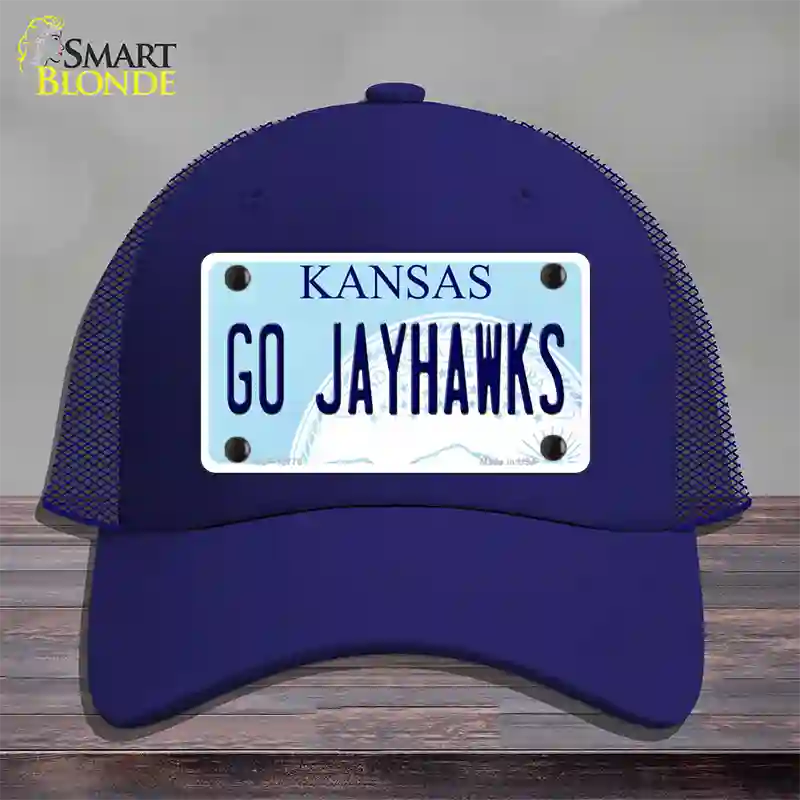 Go Jayhawks Novelty License Plate Hat Tag Mesh / Royal Blue