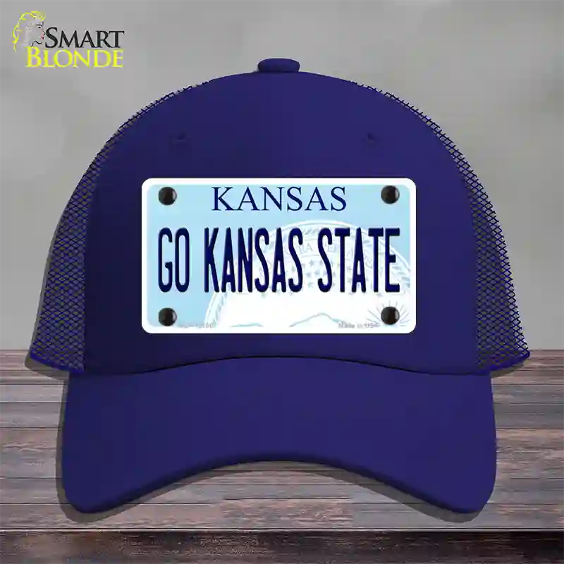 Go Kansas State Novelty License Plate Hat Tag Mesh / Royal Blue