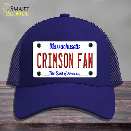 Crimson Fan Novelty License Plate Hat Mesh / Royal Blue