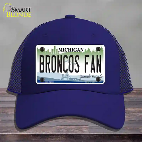 Broncos Fan Michigan Novelty License Plate Hat Mesh / Royal Blue