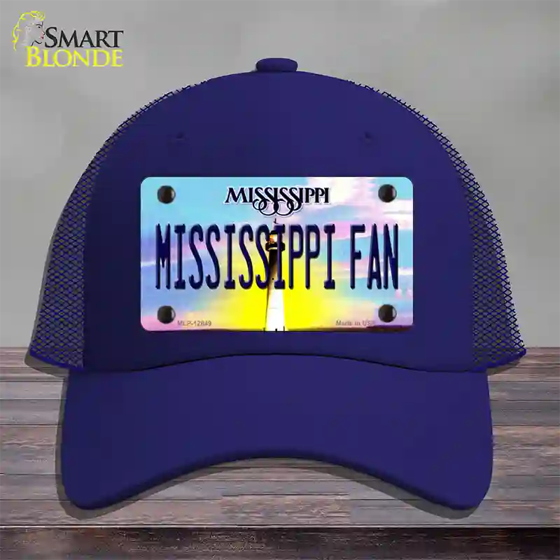 Mississippi Fan Novelty License Plate Hat Mesh / Royal Blue