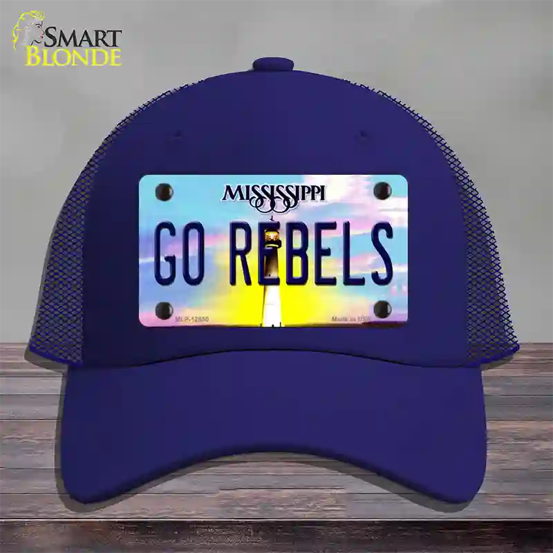 Go Rebels Novelty License Plate Hat Mesh / Royal Blue