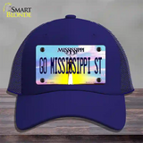 Go Mississippi State Novelty License Plate Hat Mesh / Royal Blue