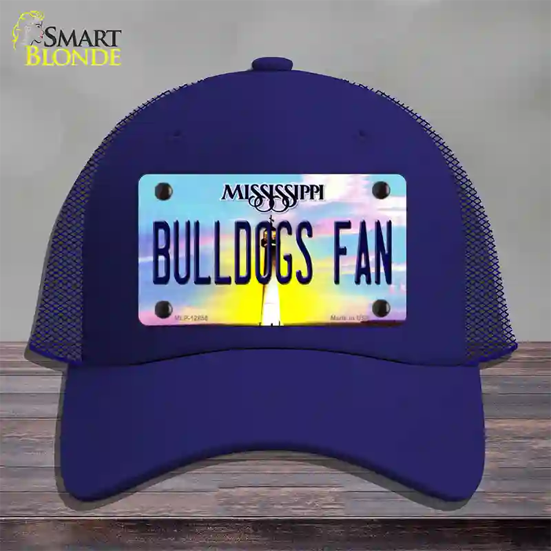 Bulldogs Fan Mississippi Novelty License Plate Hat Mesh / Royal Blue