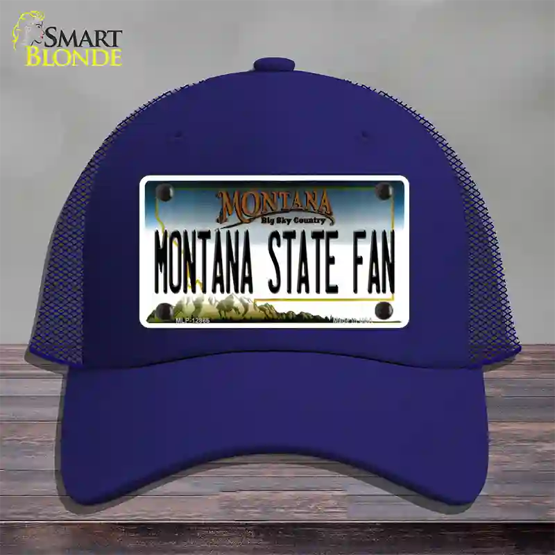 Montana State Fan Novelty License Plate Hat Mesh / Royal Blue