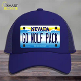 Go Wolf Pack Novelty License Plate Hat Mesh / Royal Blue