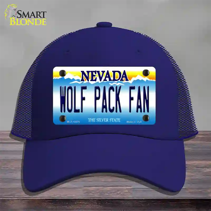 Wolf Pack Fan Novelty License Plate Hat Mesh / Royal Blue