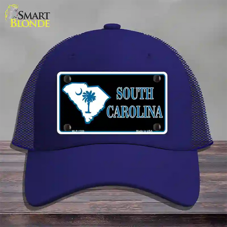 South Carolina Flag Novelty License Plate Hat Mesh / Royal Blue