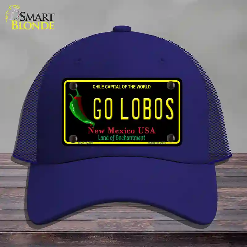 Go Lobos Novelty License Plate Hat Mesh / Royal Blue