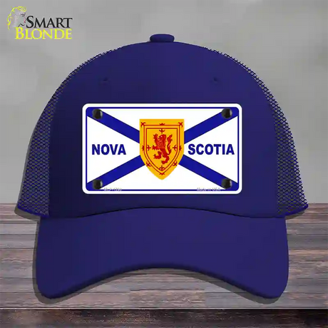 Nova Scotia Flag Novelty License Plate Hat Mesh / Royal Blue