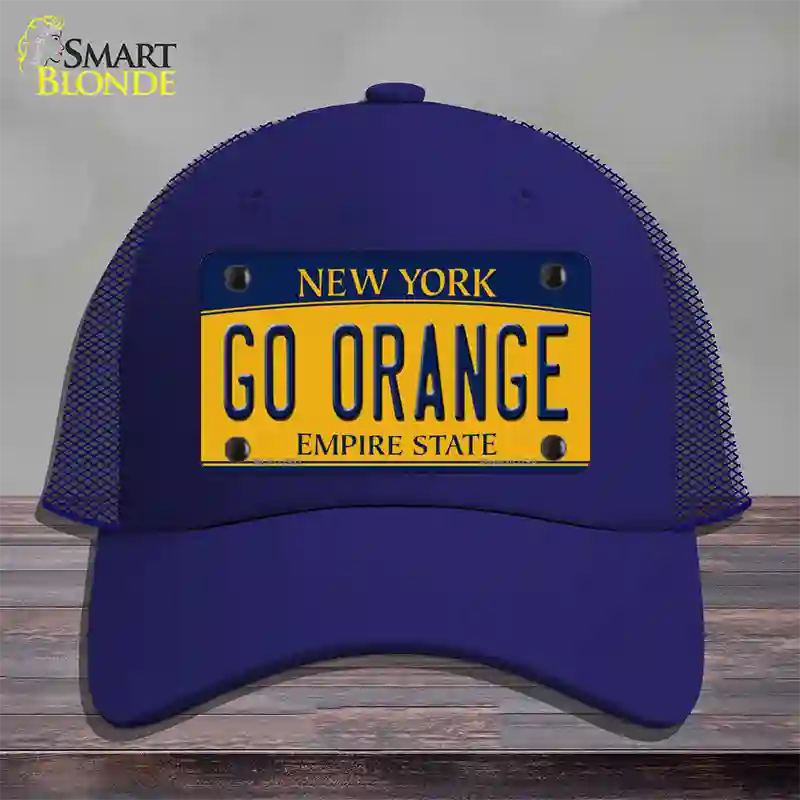 Go Orange Novelty License Plate Hat Mesh / Royal Blue