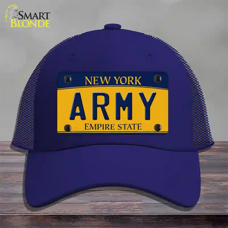 Army Novelty License Plate Hat Mesh / Royal Blue