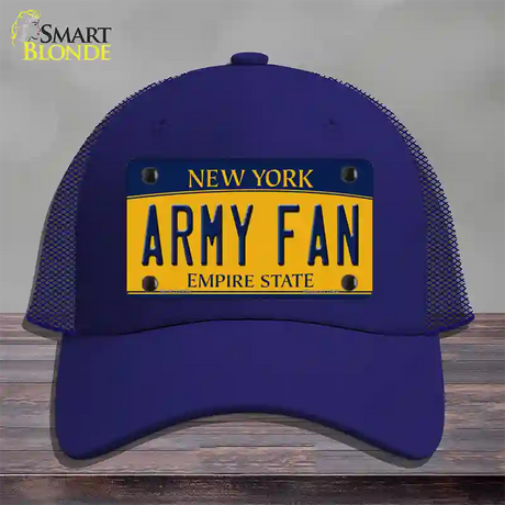 Army Fan Novelty License Plate Hat Mesh / Royal Blue