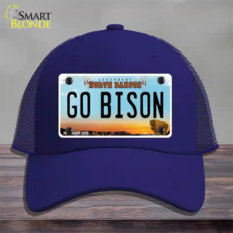 Go Bison Novelty License Plate Hat Mesh / Royal Blue