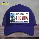 Go Oklahoma Novelty License Plate Hat Mesh / Royal Blue