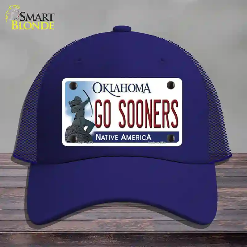 Go Sooners Novelty License Plate Hat Mesh / Royal Blue