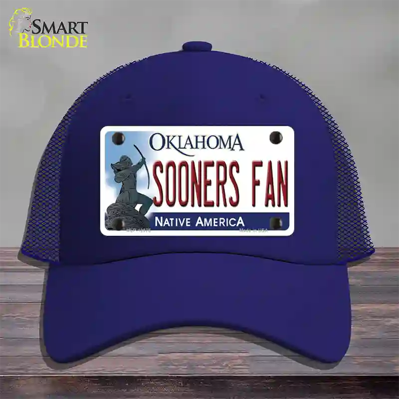 Sooners Fan Novelty License Plate Hat Mesh / Royal Blue