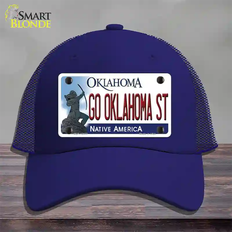 Go Oklahoma State Novelty License Plate Hat Mesh / Royal Blue