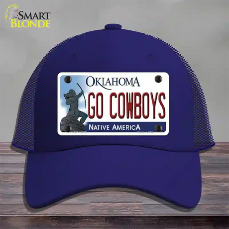 Go Cowboys Novelty License Plate Hat Mesh / Royal Blue