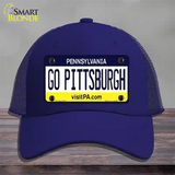 Go Pittsburgh Novelty License Plate Hat Mesh / Royal Blue