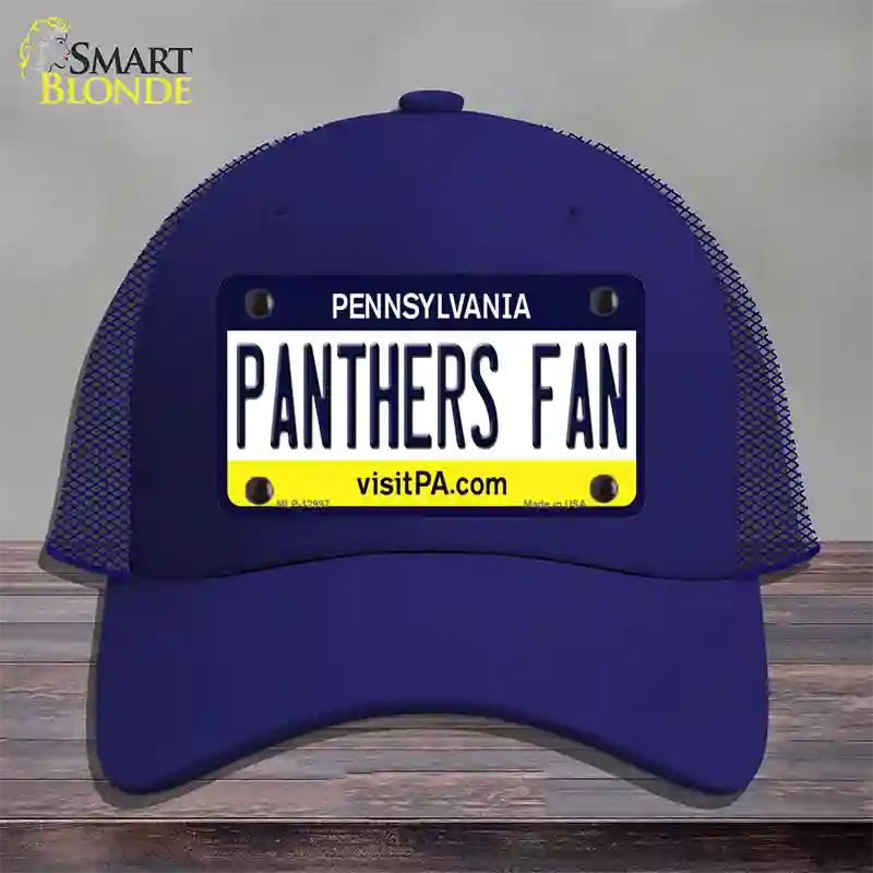 Panthers Fan Novelty License Plate Hat Mesh / Royal Blue