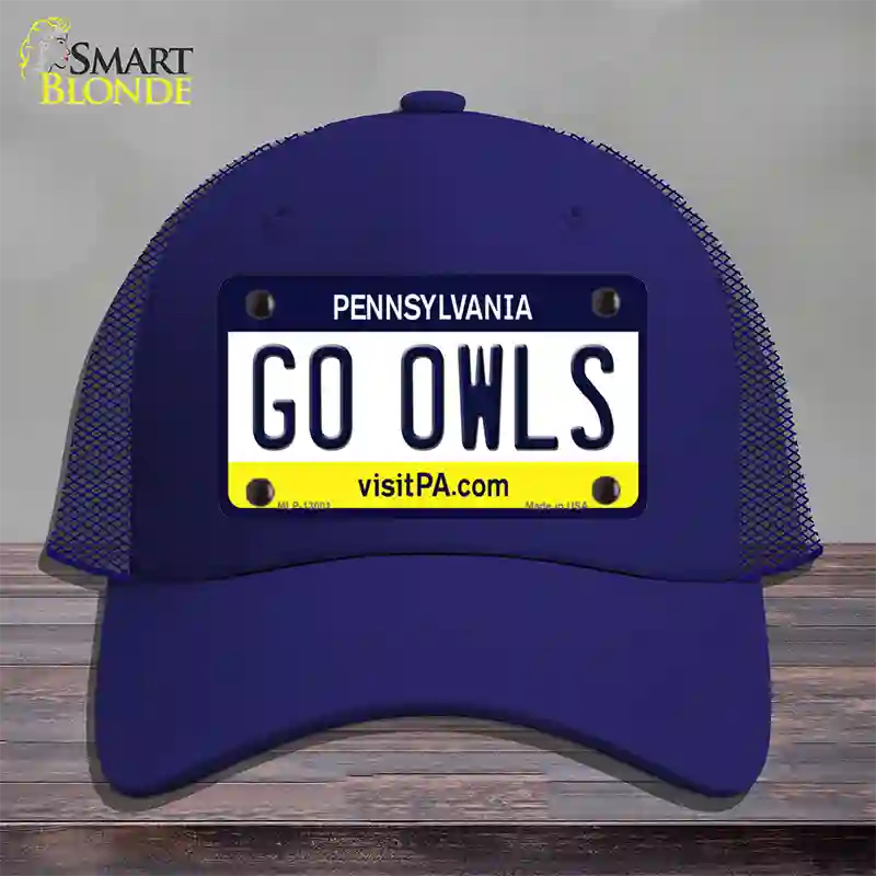 Go Owls Novelty License Plate Hat Mesh / Royal Blue